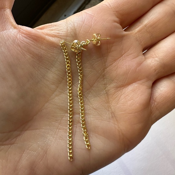 Adjustable Gold gold plated minimal Chain Earrings - Picture 11 of 11